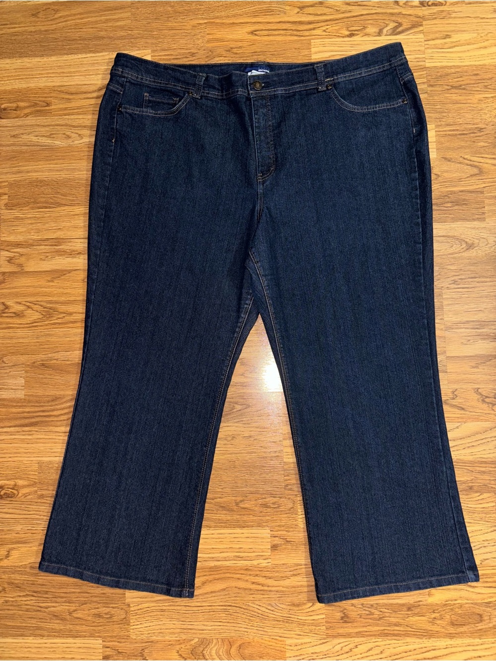 Basic Editions Bootcut Jeans Women’s Plus Size 26w Short Dark Blue Wash Stretch
